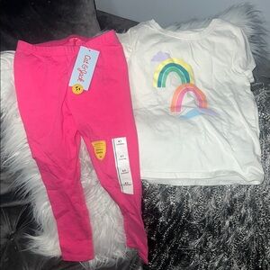 Cat & Jack Pink Leggings and Rainbow T-Shirt Set